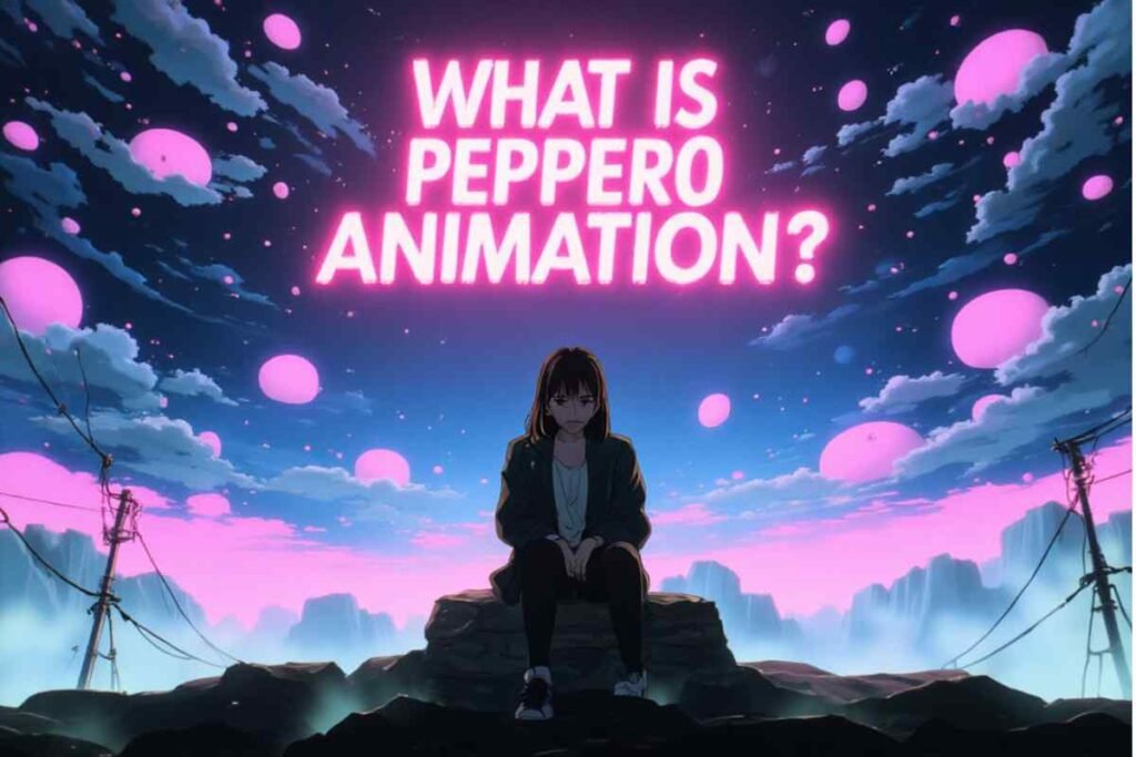 A surreal anime-style visual representing the pepper0 animation vibe.