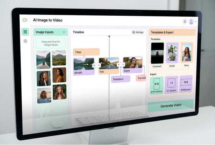 AI image-to-video generator dashboard mockup