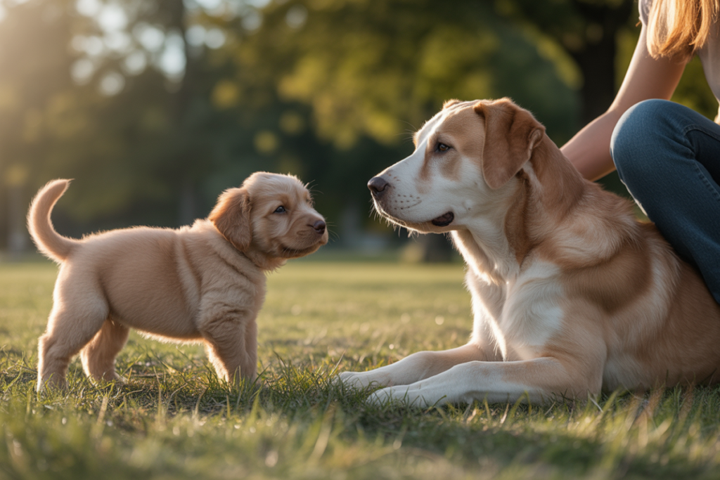 Puppy to calm trained dog growth
