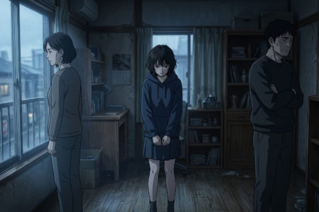 dark anime family silence scene