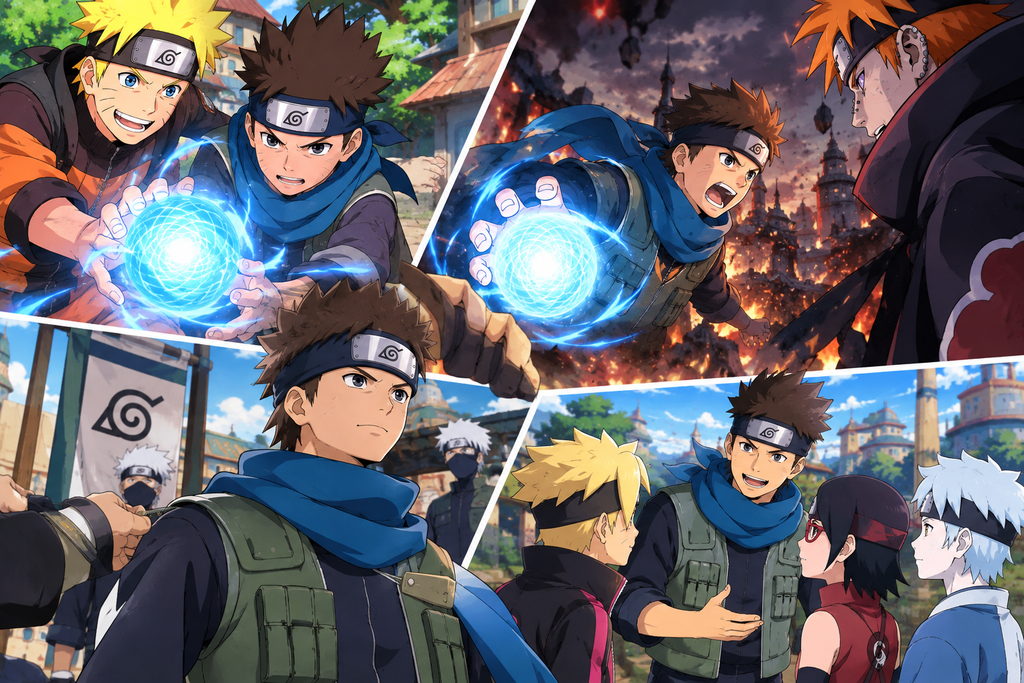 Konohamaru using Rasengan against Pain and mentoring Boruto Team 7