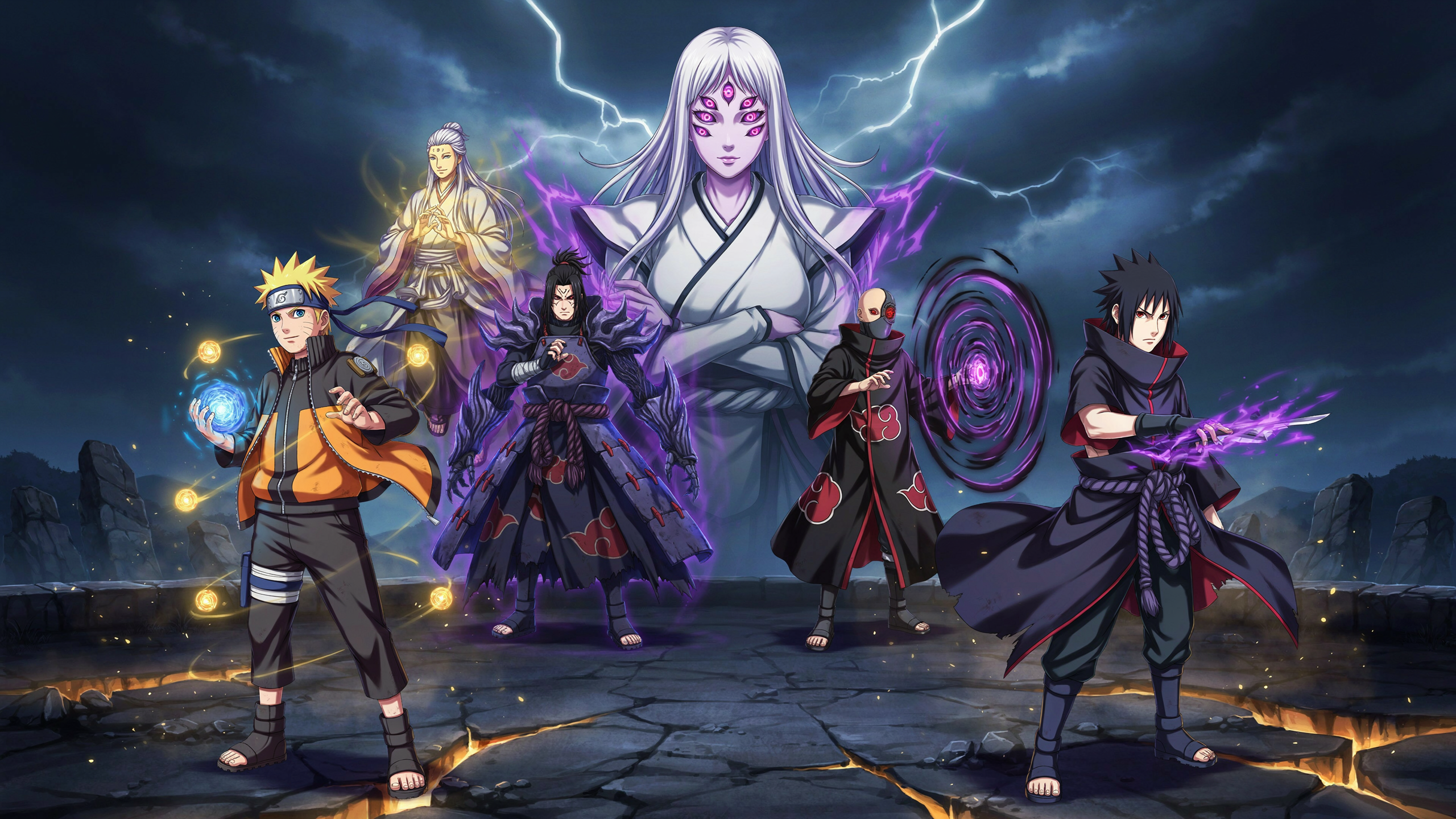 Alt Text: Strongest Naruto characters including Kaguya, Hagoromo, Naruto, Sasuke and Madara